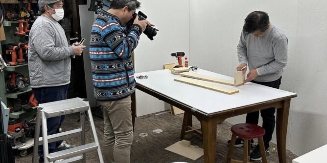 DIY本の撮影、洗面化粧台の作り方ですDIY本の撮影、洗面化粧台の作り方です