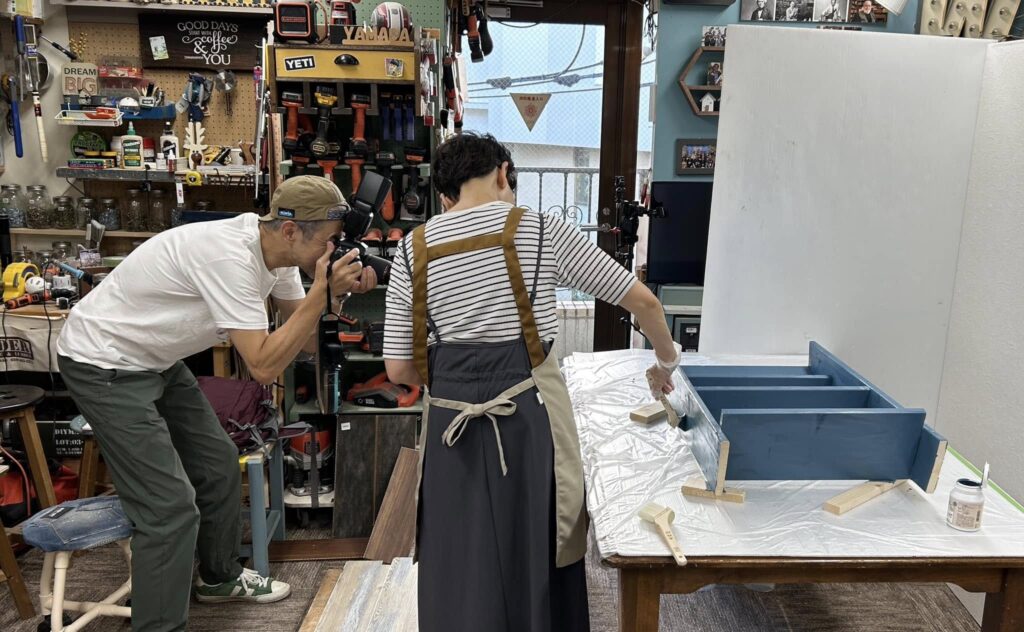 How toテキストの撮影中、ラダーシェルフの作り方