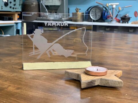 キャンドルホルダー、ガラスエッチングと思い思いの作品