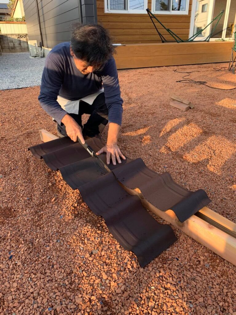 薪ストーブには必須の薪棚作り
